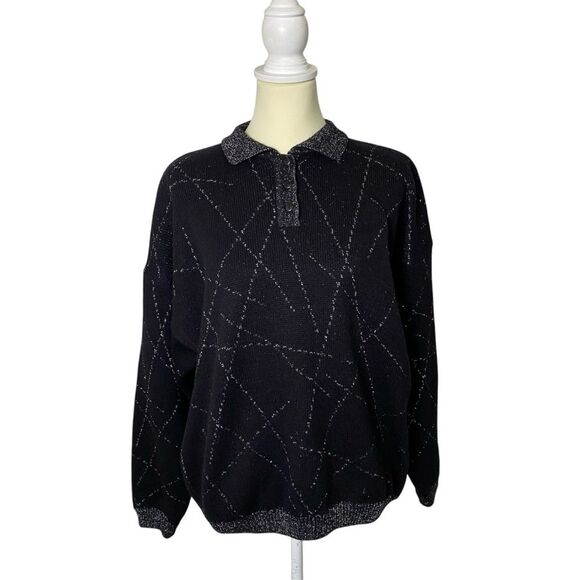 Vintage 80s Renee Tenner for Jeanne Pierre Lambs Wool Metallic Sweater Women' LG - Picture 1 of 13